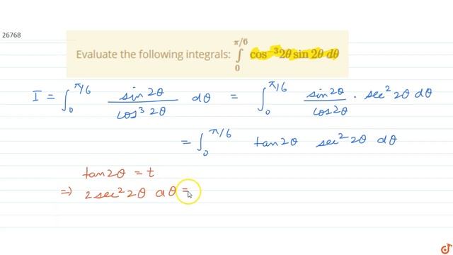 JEE MAINS 2018 Evaluate the following integrals:
`int_0^(pi//6)cos^(-3)2thetasin2thetadtheta` смотреть онлайн