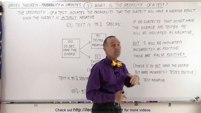 Prob & Stats - Bayes Theorem (3 of 24) What is the Specificity of a Test? смотреть онлайн