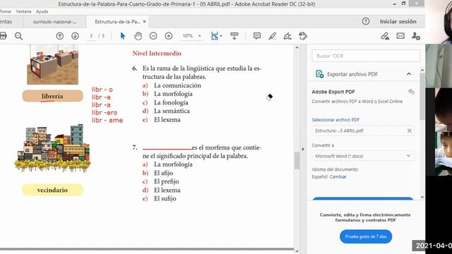 zoom 2 Morfología: Lexema y Morfemas -Lenguaje-Cuarto grado - MAESTRA GLORIA - 05 -04-2021 смотреть онлайн