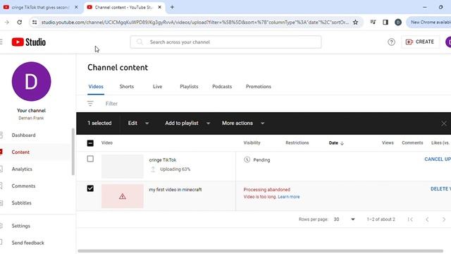 Channel content   YouTube Studio   Google Chrome 2024 04 28 19 03 24