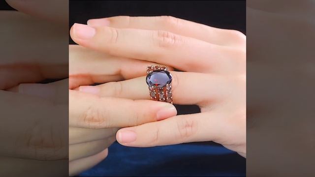 Sterling Silver Unique Halo Oval Cut Trio Wedding Ring Set смотреть онлайн
