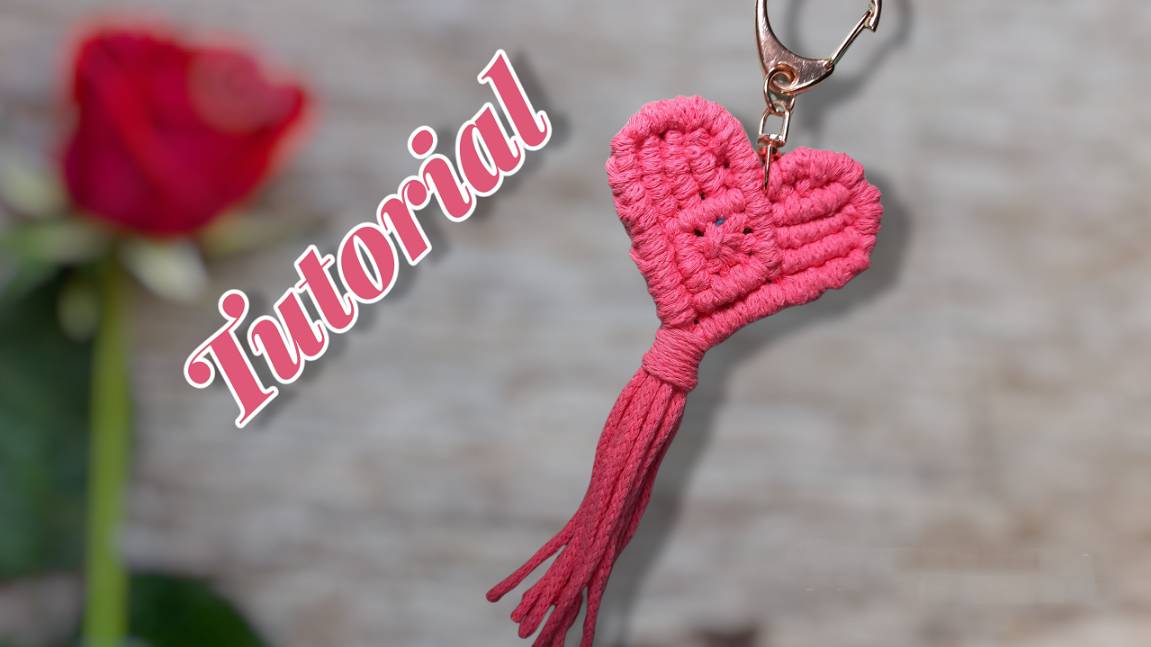Брелок-макраме розовое сердце. Самый простой в изготовлении брелок макраме. смотреть онлайн