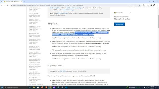 Windows 10 KB5036892 (OS Build 19045.4291) | April 2024 Patch Tuesday Update (What's New)