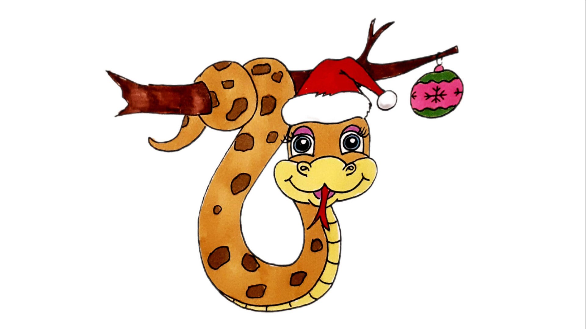 Рисуем ЗМЕЮ символ 2025 года/новогодние рисунки для срисовки смотреть онлайн