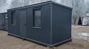 Дачный домик Люкс вагончик бытовка блок контейнер металлический 6 метровый в цвете серый графит