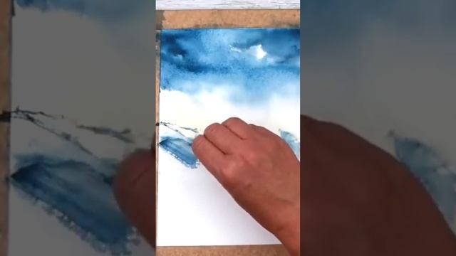Abstract Watercolour Painting - Using Just 2 Colours & a Plastic Card!! смотреть онлайн