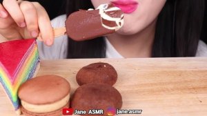 ASMR CHOCOLATE ICE CREAM, HONEYCOMB MACARON, RAINBOW CREPE CAKE 초콜릿 아이스크림, 달고나 마카롱 먹방 EATING SOUNDS