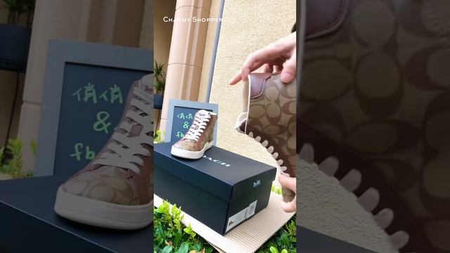 COACH ☜UNBOXING☞ Women Clip High Top Sneaker / G5367 / Khaki смотреть онлайн