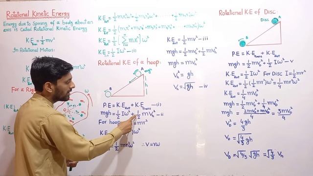 rotational kinetic energy, rotational kinetic energy of disc and hoop, circular motion class 11 смотреть онлайн