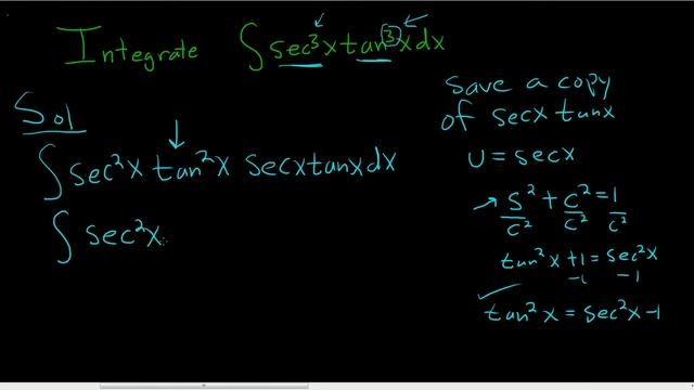 Trigonometric Integrals Powers of Secant and Tangent sec^3(x)*tan^3(x) смотреть онлайн