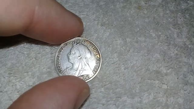 Moneda Six Pence de Gran Bretaña de 1901 de Plata смотреть онлайн