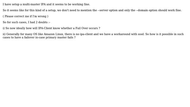 How does ipa-client know when IPA Fail Over occurs during Multi Master setup? смотреть онлайн