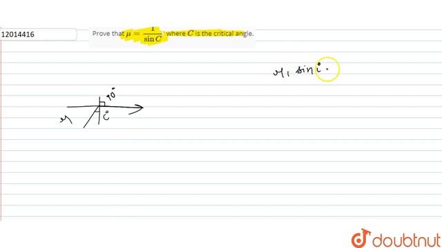 Prove that `mu = (1)/(sin C)`' where `C` is the critical angle. смотреть онлайн