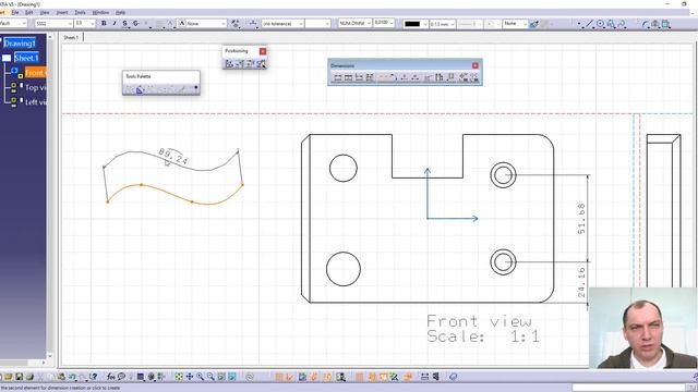 5.5.2 Оформление чертежей в CATIA V5 (размер) #drafting #dimensions смотреть онлайн