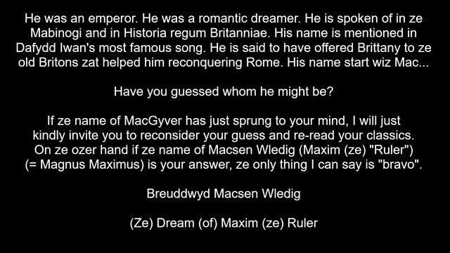 (learning Welsh) Macsen Wledig // ze point of ze day 417 смотреть онлайн