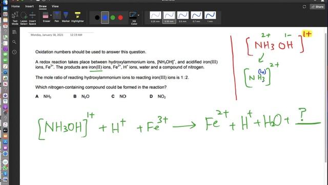 A redox reaction takes place between hydroxyl ammonium ion and acidified Fe 3+ (Redox MCQ) смотреть онлайн