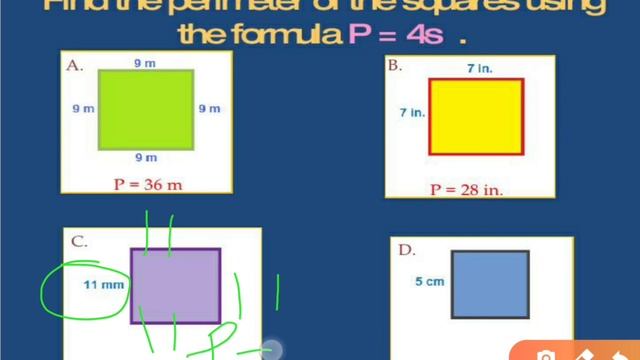 PERIMETER OF SQUARE AND RECTANGLE FOR GRADE 5 смотреть онлайн