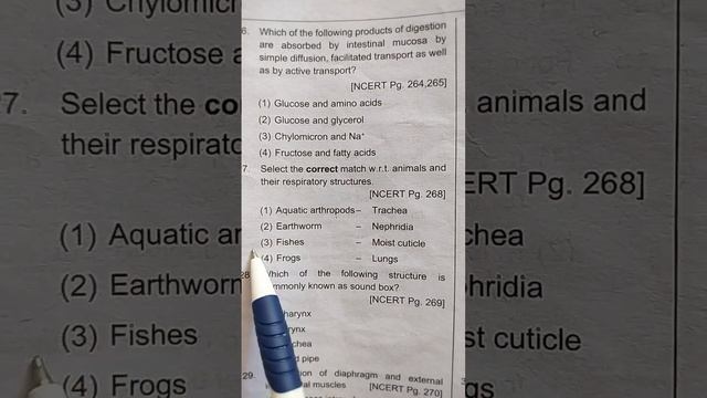 Breathing And Exchange Of Gases Class 11 NCERT MCQ's #ncertsolutions #biology #neet #medicos #ncert смотреть онлайн