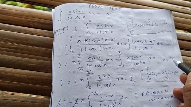 Integral xsinx/(1+cos^2(x)) dx from 0 to pi смотреть онлайн