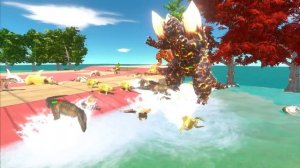 EVOLUTION of Lava GODZILLA Size Comparison VS Yellow Team - Animal Revolt Battle Simulator