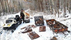 ЗА МЕТАЛЛОМ НА СНЕГОХОДАХ. ВОЛКИ СНОВА РЯДОМ С ДЕРЕВНЕЙ.