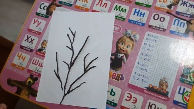Веточка с почками из пластилина. смотреть онлайн
