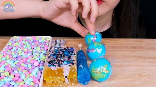 ASMR GALAXY FOODS 갤럭시 디저트 CHOCOLATE HONEYCOMB DIAMOND CANDY JELLY 우주초콜릿 벌집꿀 다이아캔디 지구젤리 먹방 MUKBANG смотреть онлайн