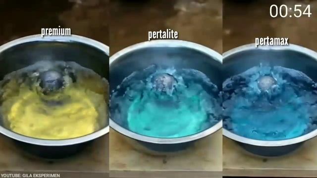 Perbandingan Premium, Pertalite, Pertamax VS bola besi panas.. смотреть онлайн