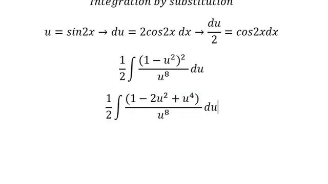 Calculus Help: Integral ∫ cos^5 (2x) /sin^8 (2x) dx - Integration by substitution - Trigonometry смотреть онлайн