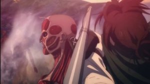 Смерть Ханджи. Ханджи пытается остановить колоссальных титанов в одиночку и уйти красиво.