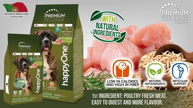 Корм преміум класу для Малоактивних та літніх Собак HappyOne Premium Dog Light & Senior Fresh Meat