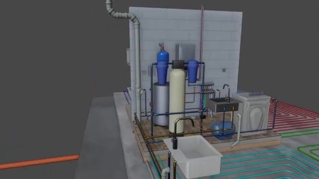 Проект Дома 6х11м / М =1:1 / КОТЕЛЬНАЯ & ВАННАЯ / 3D Blender