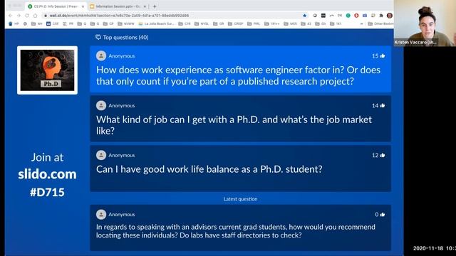 18 November 2020 -- General CS Ph.D. Information Session смотреть онлайн
