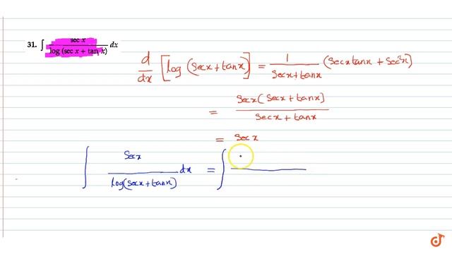 Evaluate: `int(secx)/(log(secx+tanx)dx` смотреть онлайн