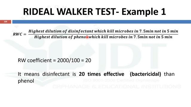 Bactericidal Evaluation of Disinfectants: Phenol Coefficient: Rideal Walker test, Chick Martin Test смотреть онлайн