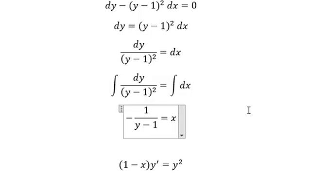 Calculus Help: Separable Differential Equation - dy-(y-1)^2 dx=0 and (1-x)y'=y^2 смотреть онлайн