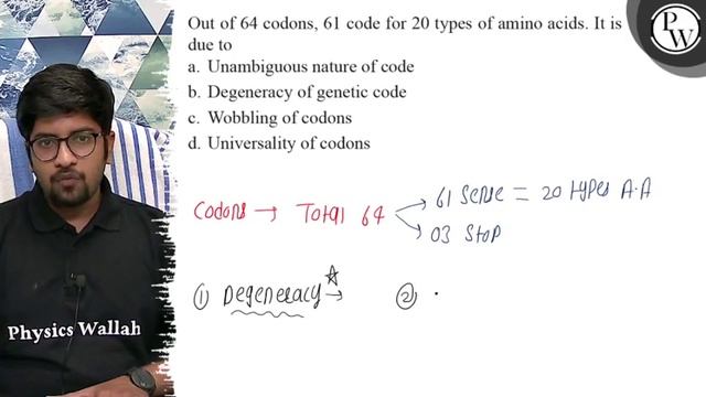 Out of 64 codons, 61 code for 20 types of amino acids. It is due to... смотреть онлайн