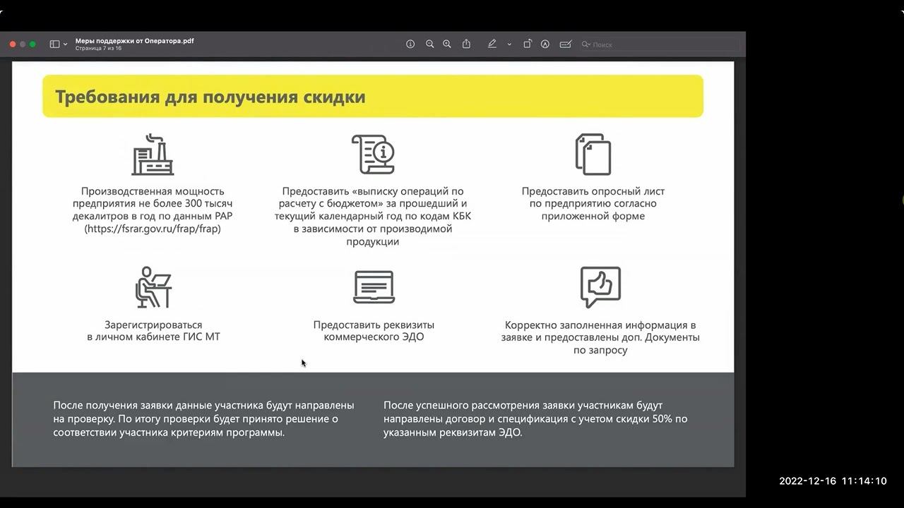 Вебинар ЦРПТ для членов Союза российских пивоваров 16 декабря 2022 года