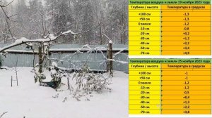 Измерение температуры под землей на разные глубины. 25 ноября 2023.