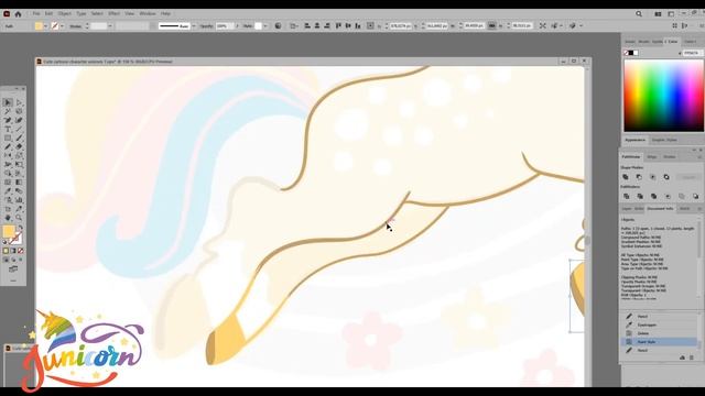Junicorn № 11. Speed paint of Funny yellow unicorn. Art lesson from sketch to vector illusrtation. смотреть онлайн