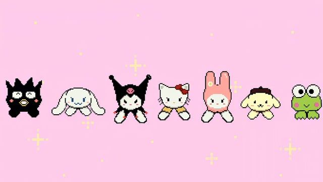 Привет Китти | Hello Kitty With Friends Pixel Art - Живые Обои