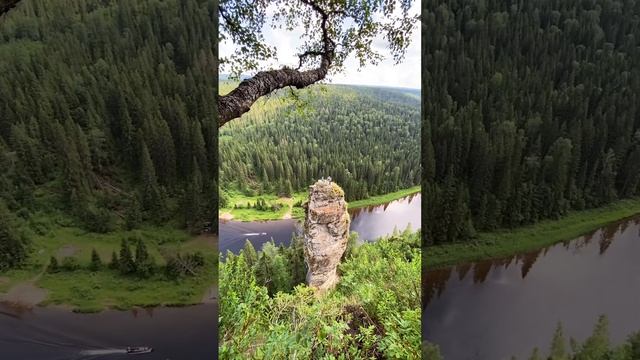 🗺Россия 🇷🇺, Пермский край.Чёртов Палец — скала-останец на реке Усьва в Пермском крае. смотреть онлайн
