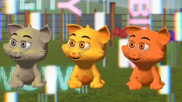 Los tres gatos bailando felices con efectos mágicos. смотреть онлайн