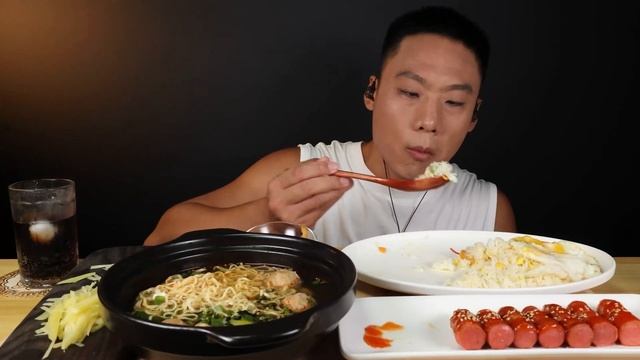 Mukbang)SUB/with Adam/Three eggs with grilled sausage/ASMR eating sounds смотреть онлайн