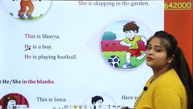 Use of He/She | English Grammar for U.K.G. kids | Fun Learning with animations смотреть онлайн