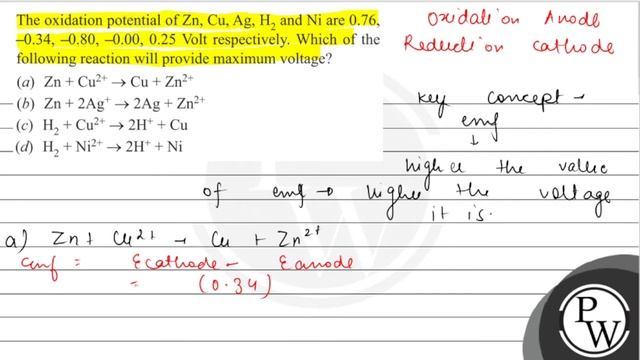 The Oxidation Potential Of \( \mathrm{Zn}, \mathrm{Cu}, \mathrm{Ag}, \mathrm{H}_{2} \) And \( \m...