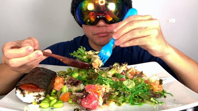 ASMR MUKBANG POKE | THE ONE THAT EATS POKE & MUSUBI (No Talking) смотреть онлайн