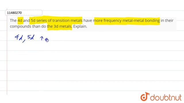 The 4d and 5d series of transition metals have more frequency metal-metal bonding in their compound смотреть онлайн