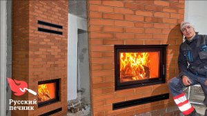 Камин в доме из кирпича с топкой Astov