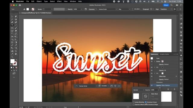 Easily Add Transparent Fill And Offset Path To Live Text In Illustrator CC смотреть онлайн